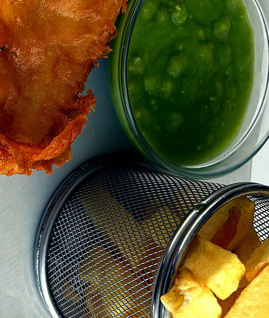 Vivid homemade mushy peas